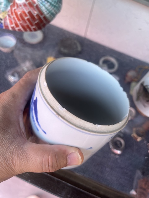 古玩陶瓷樵漁耕讀山水紋青花蓋缸真品鑒賞圖