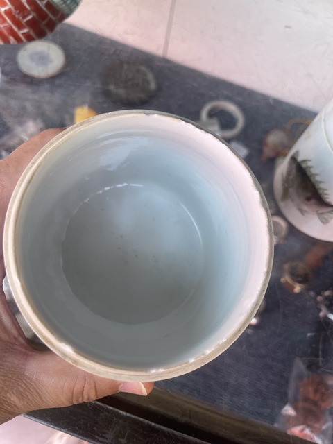 古玩陶瓷樵漁耕讀山水紋青花蓋缸真品鑒賞圖