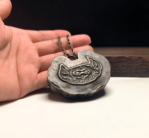 古玩玉器如意銀鎖佩真品鑒賞圖
