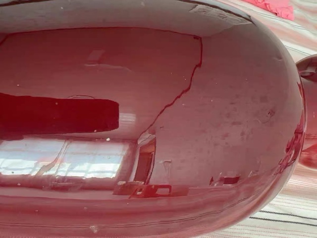 古玩陶瓷郎紅釉盤口瓶真品鑒賞圖