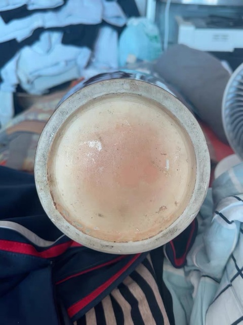 古玩陶瓷郎紅釉盤口瓶真品鑒賞圖