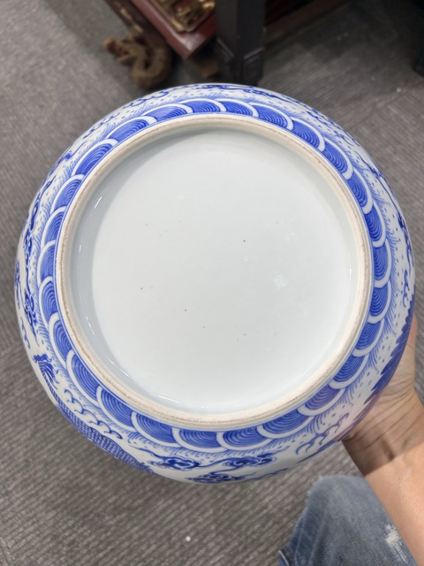 古玩陶瓷青花龍鳳紋水洗真品鑒賞圖