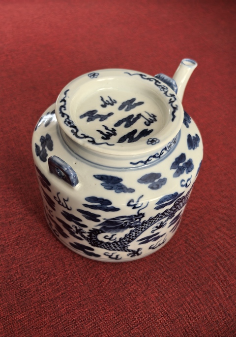 古玩陶瓷道光青花云龍紋提梁茶壺拍賣，當前價格8888元