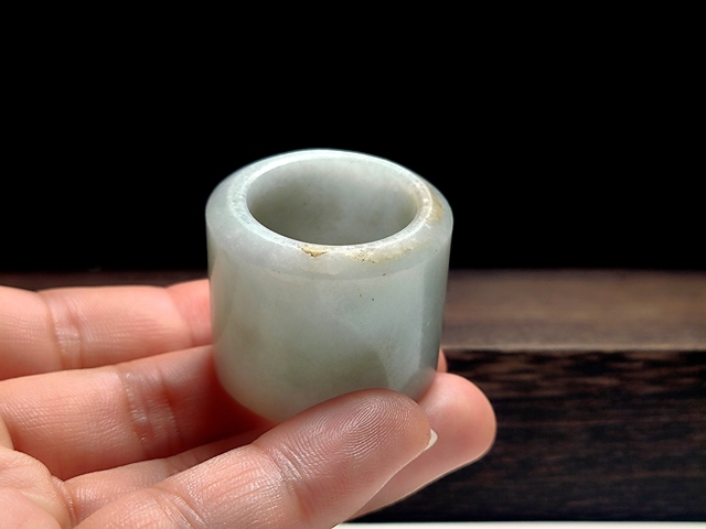古玩玉器翡翠雕“素紋扳指”真品鑒賞圖