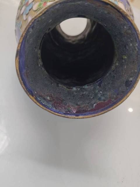 古玩銅器景泰藍瓶真品鑒賞圖