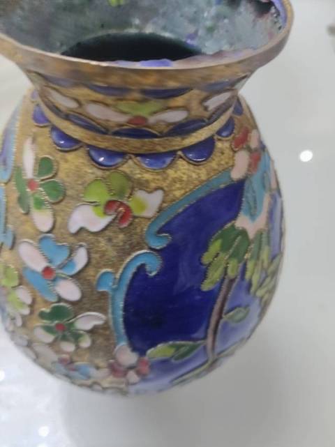 古玩銅器景泰藍瓶真品鑒賞圖