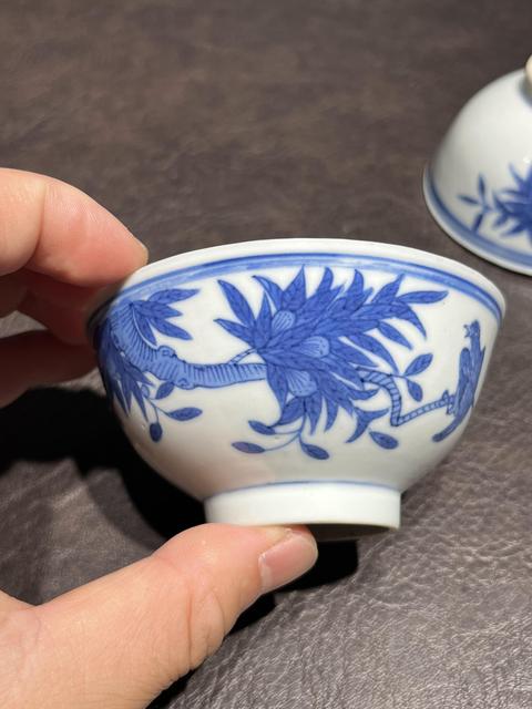 古玩陶瓷青花花鳥紋杯真品鑒賞圖