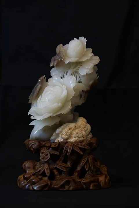 古玩玉器糖白玉巧雕玉堂富貴擺件真品鑒賞圖