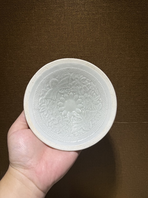 古玩陶瓷青白釉雙鳳斗笠盞真品鑒賞圖