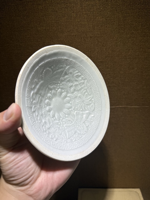 古玩陶瓷青白釉雙鳳斗笠盞真品鑒賞圖