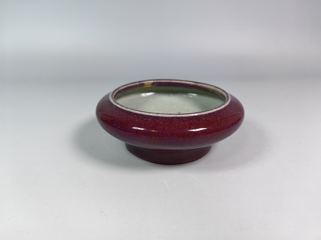 古玩陶瓷清中窯變釉水盂真品鑒賞圖