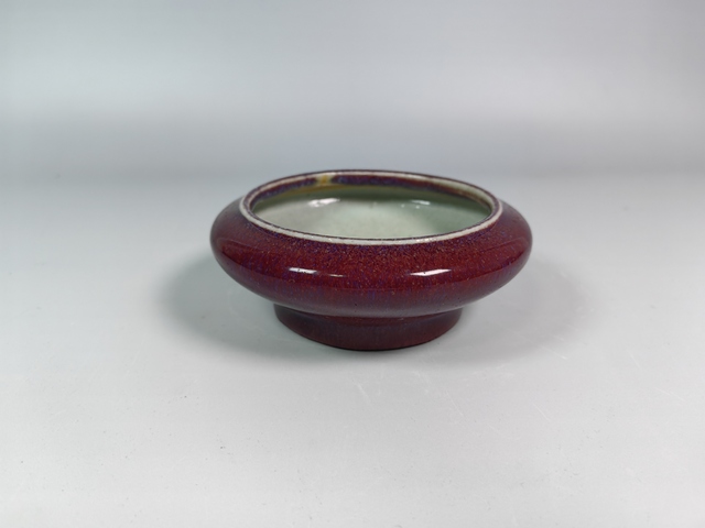 古玩陶瓷清中窯變釉水盂真品鑒賞圖