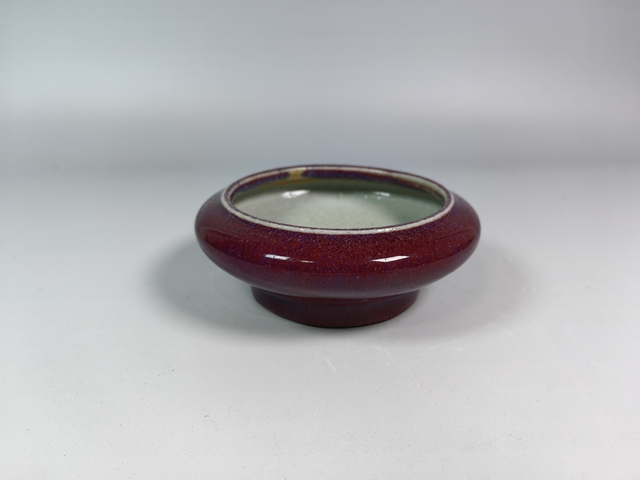 古玩陶瓷清中窯變釉水盂真品鑒賞圖