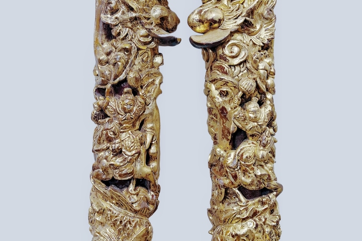 古玩雜項金漆木雕真品鑒賞圖