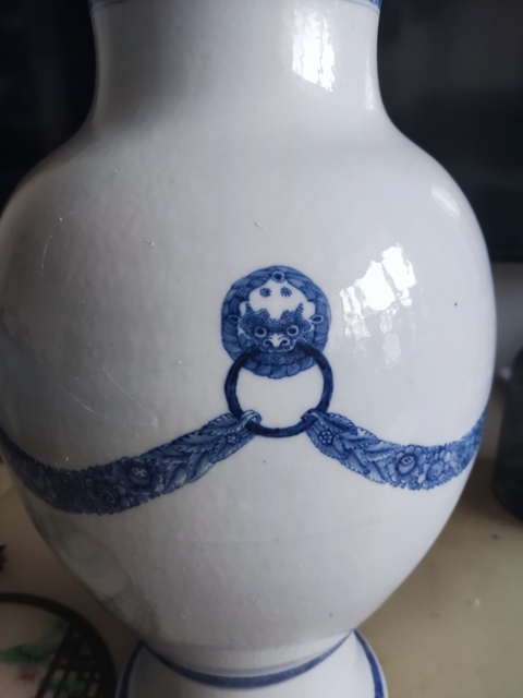 古玩陶瓷青花鋪首銜環尊真品鑒賞圖