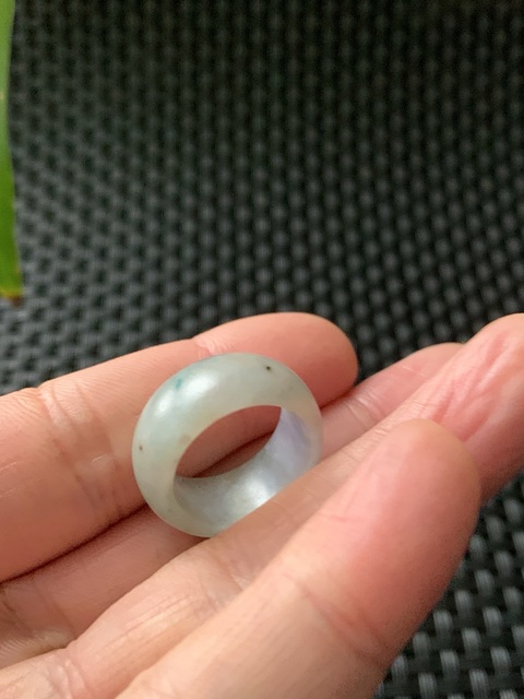 古玩玉器（國慶放漏）清代三彩藍紫老翡翠元寶指環拍賣，當前價格1880元