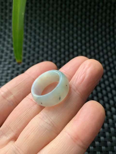 古玩玉器（國慶放漏）清代三彩藍紫老翡翠元寶指環拍賣，當前價格1880元