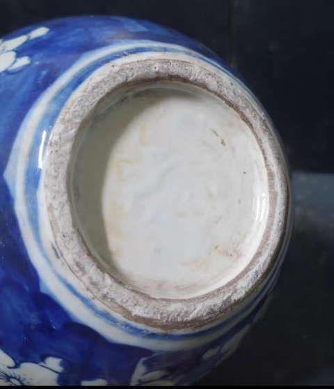 古玩陶瓷青花留白冰梅紋天球瓶真品鑒賞圖