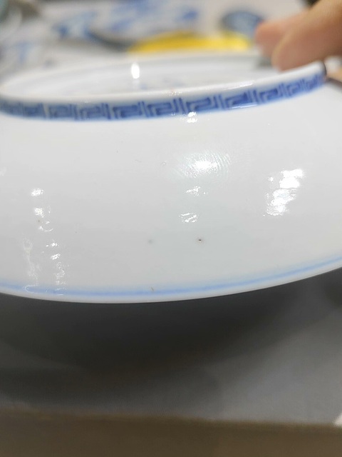 古玩陶瓷青花線條紋盤真品鑒賞圖