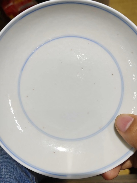 古玩陶瓷青花線條紋盤真品鑒賞圖
