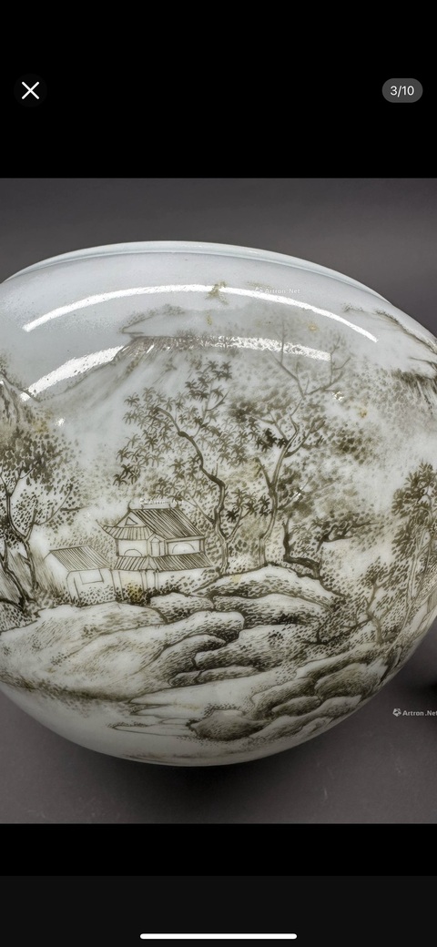 古玩陶瓷墨彩洗真品鑒賞圖