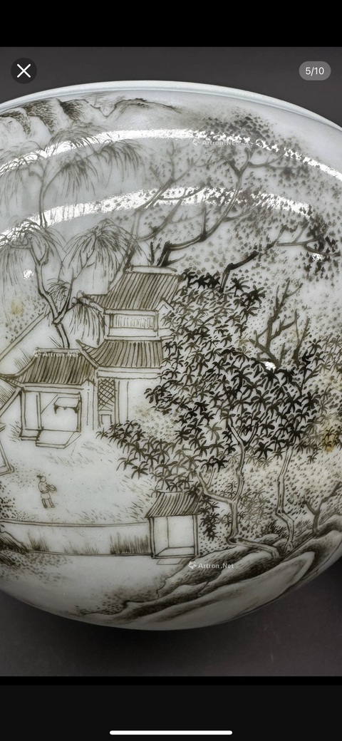 古玩陶瓷墨彩洗真品鑒賞圖