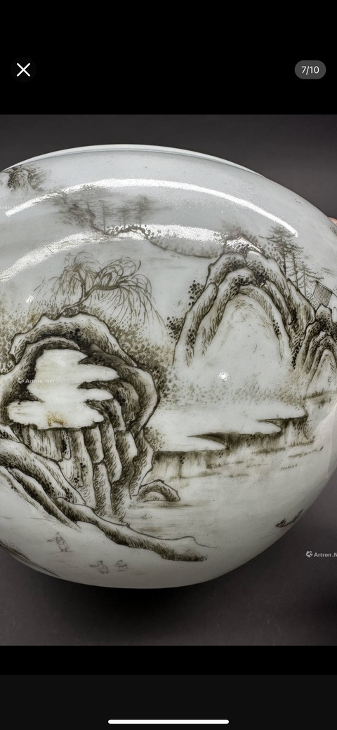 古玩陶瓷墨彩洗真品鑒賞圖