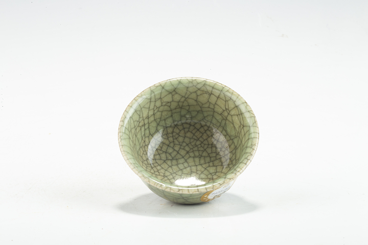 古玩陶瓷清晚·綠哥釉杯一對真品鑒賞圖