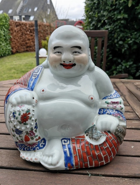 古玩陶瓷民國粉彩彌勒真品鑒賞圖