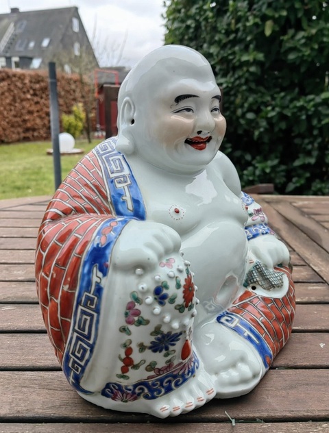 古玩陶瓷民國粉彩彌勒真品鑒賞圖