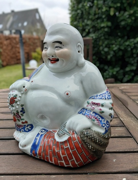 古玩陶瓷民國粉彩彌勒真品鑒賞圖