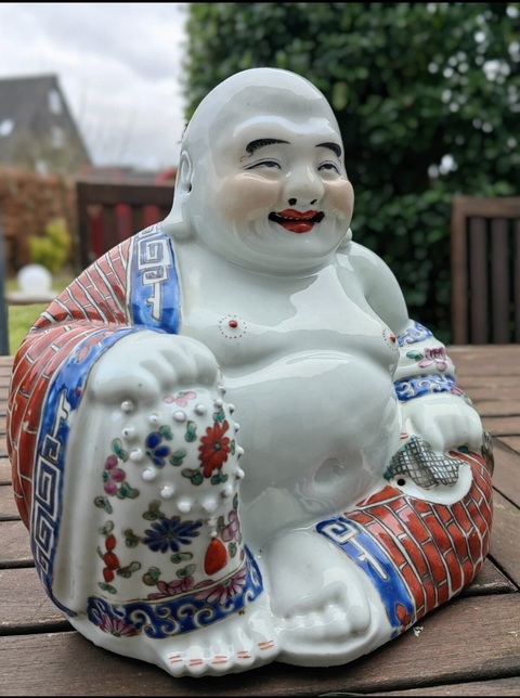 古玩陶瓷民國粉彩彌勒真品鑒賞圖