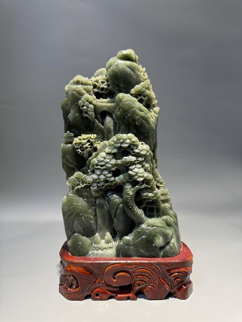 古玩玉器岫玉雕“山子擺件”真品鑒賞圖