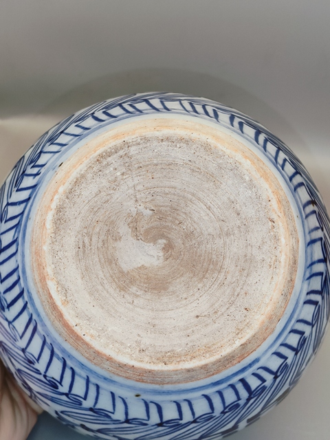 古玩陶瓷晚清,案頭青花喜字紋卷缸拍賣,當前價格2600元