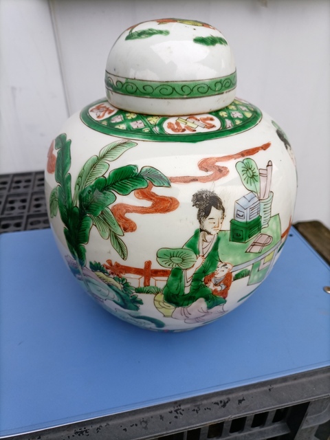 古玩陶瓷五彩人物故事紋蓋罐真品鑒賞圖