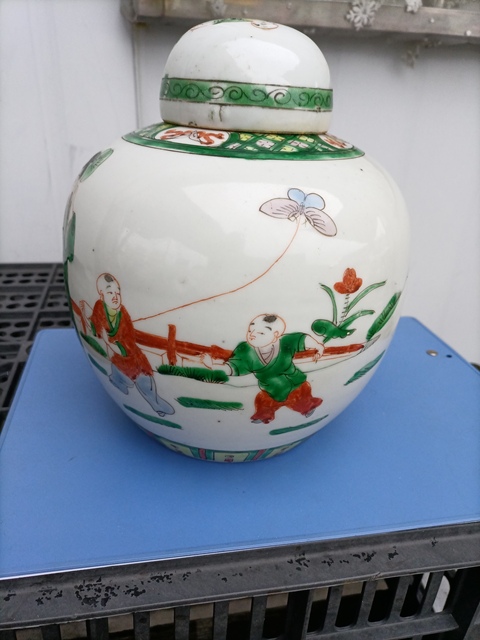 古玩陶瓷五彩人物故事紋蓋罐真品鑒賞圖