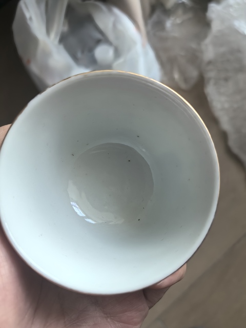 古玩陶瓷民國胭脂紅釉描金茶杯一對拍賣，當(dāng)前價(jià)格299元