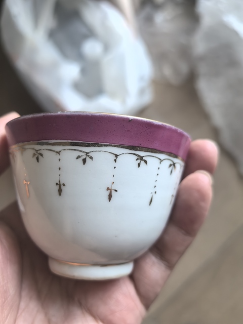 古玩陶瓷民國胭脂紅釉描金茶杯一對拍賣，當(dāng)前價(jià)格299元