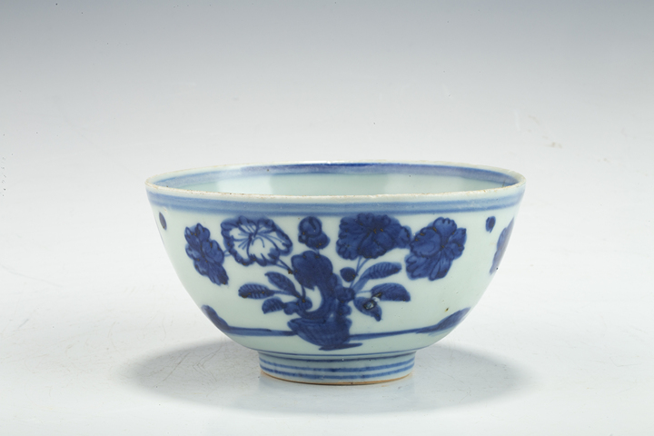 古玩陶瓷明晚·青花花卉紋碗拍賣，當前價格1152元