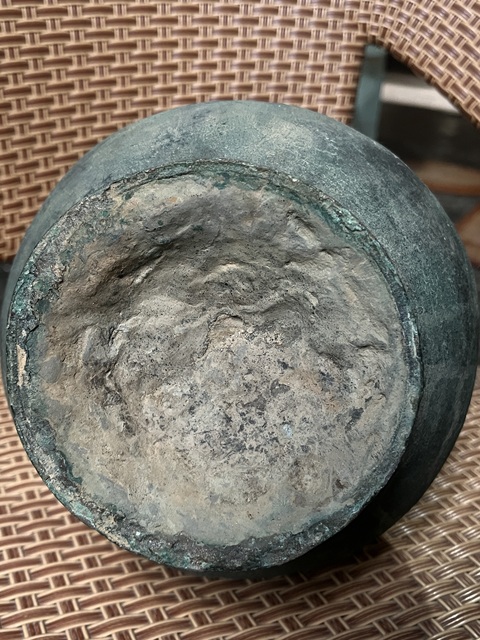 古玩銅器秦代蒜頭瓶真品鑒賞圖