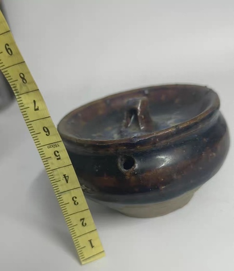 古玩陶瓷窯變黑釉油燈真品鑒賞圖