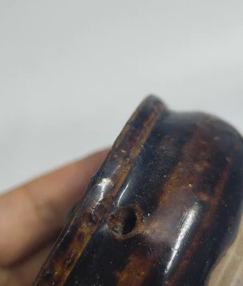 古玩陶瓷窯變黑釉油燈真品鑒賞圖
