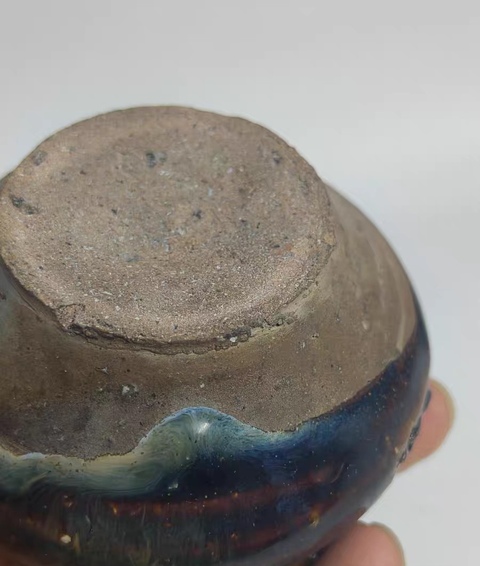 古玩陶瓷窯變黑釉油燈真品鑒賞圖