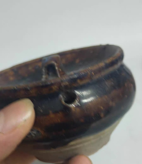 古玩陶瓷窯變黑釉油燈真品鑒賞圖