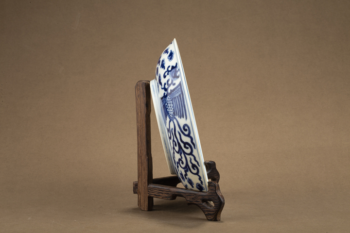 古玩陶瓷清光緒·青花對頭鳳紋盤（官）真品鑒賞圖