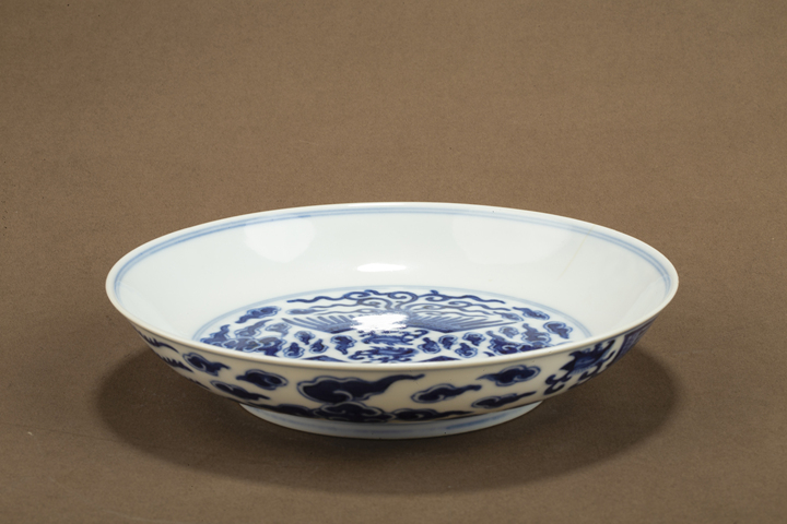 古玩陶瓷清光緒·青花對頭鳳紋盤（官）真品鑒賞圖