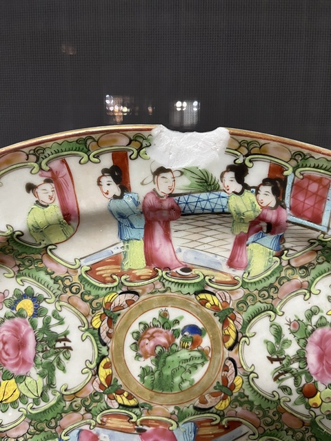 古玩陶瓷廣彩人物故事紋折沿盤真品鑒賞圖