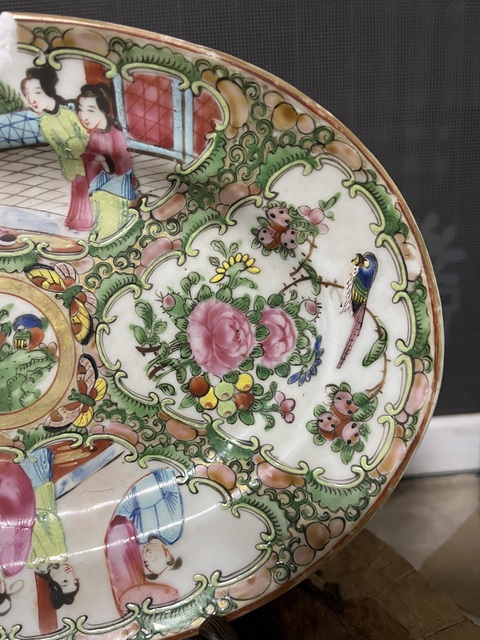 古玩陶瓷廣彩人物故事紋折沿盤真品鑒賞圖
