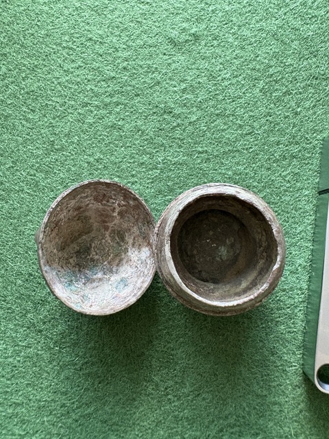 古玩雜項(xiàng)明清博山爐造型小銀盒真品鑒賞圖