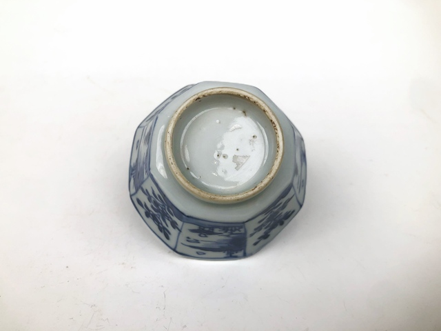 古玩陶瓷清康熙·青花山水樓閣八方杯真品鑒賞圖